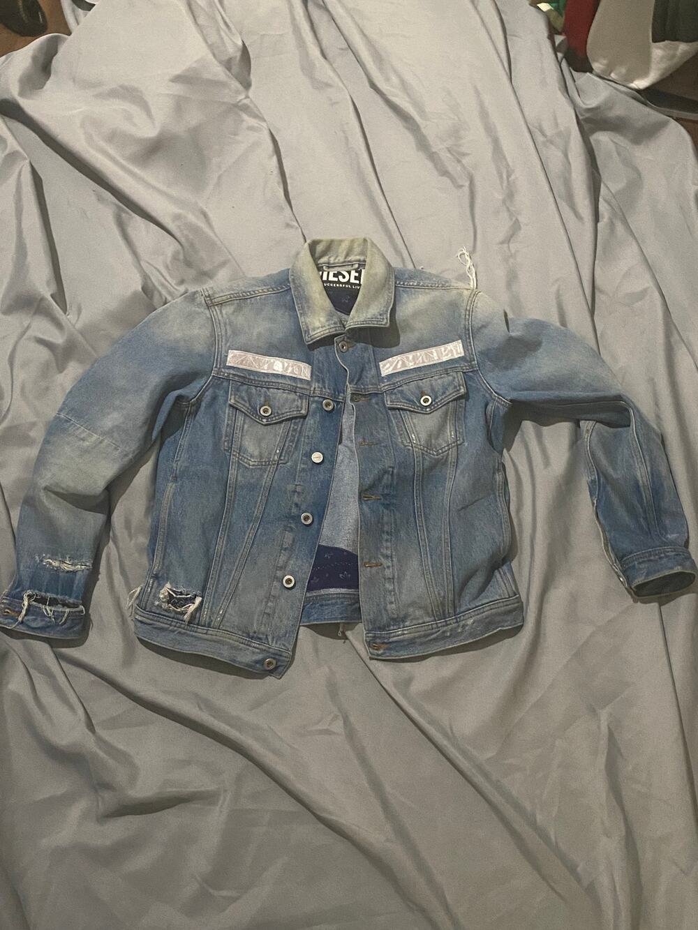 Diesel Blue Bandana Distressed Nhill Denim Jacket